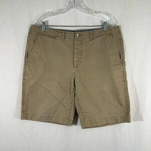 Tommy Hilfiger Shorts Men's 36 Khaki Tan Striped Button Fly Pockets 100% Cotton